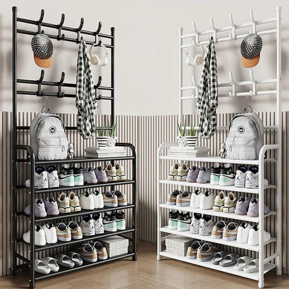 Grand Porte-Manteau avec Étagère à Chaussures Intégrée