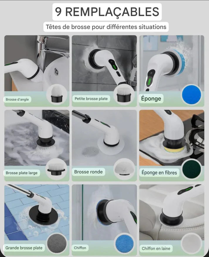 Brosse Électrique Rotative de Nettoyage 9 en 1