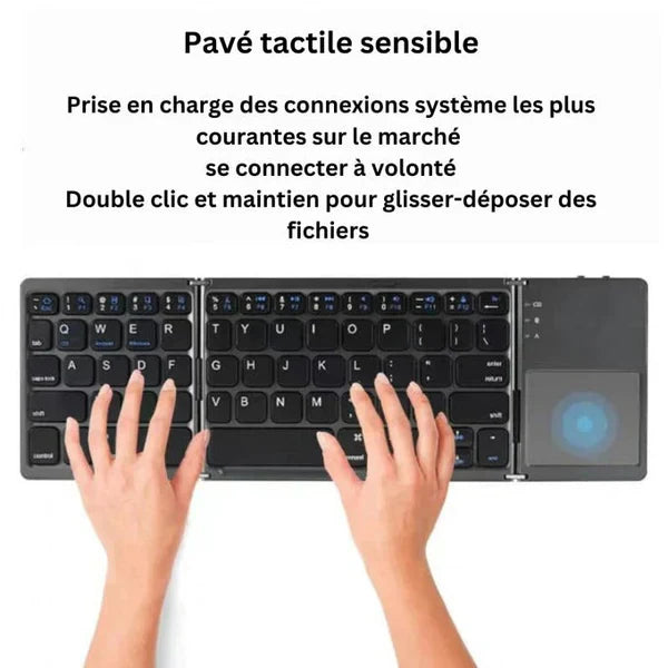 Clavier Bluetooth pliable avec pavé tactile (BK)