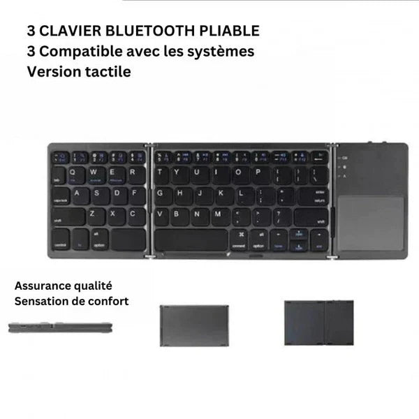 Clavier Bluetooth pliable avec pavé tactile (CI)