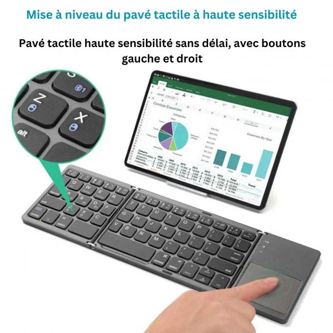 Clavier Bluetooth pliable avec pavé tactile (BK)